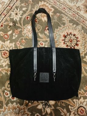 Haute Hippie Black Suede Tote with Leather Straps